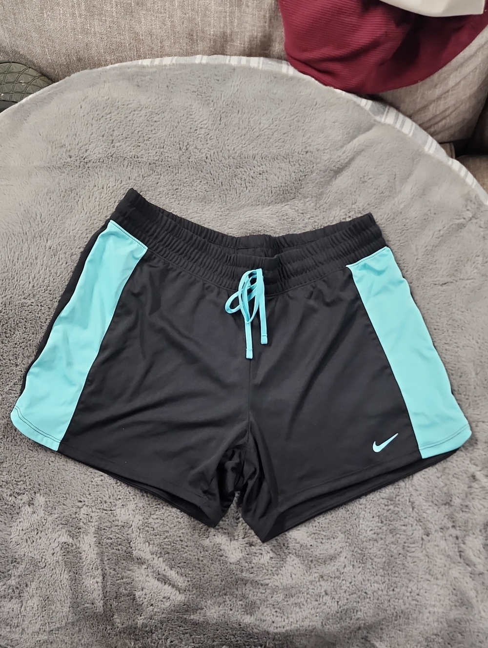 Nike Black Shorts with Aqua Side Panels